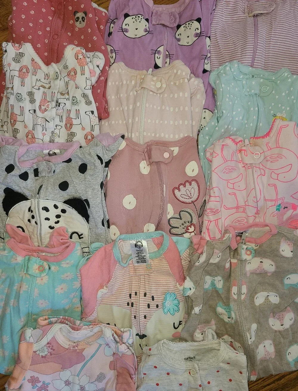 14 Baby Girl Sleepers- Newborn - Picture 2 of 6